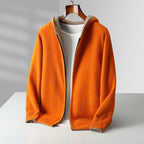 Merino Wool Zip Up Hooded Cardigan for Men | Smart Casual Winter Wear