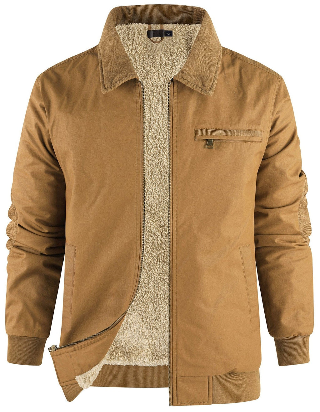 Fleece Lined Structured Collar Zip Bomber Jacket for Men | Winter Outerwear
