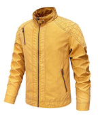 Washed Canvas Quilted Shoulder Moto Jacket for Men | Casual Wear