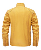 Washed Canvas Quilted Shoulder Moto Jacket for Men | Casual Wear