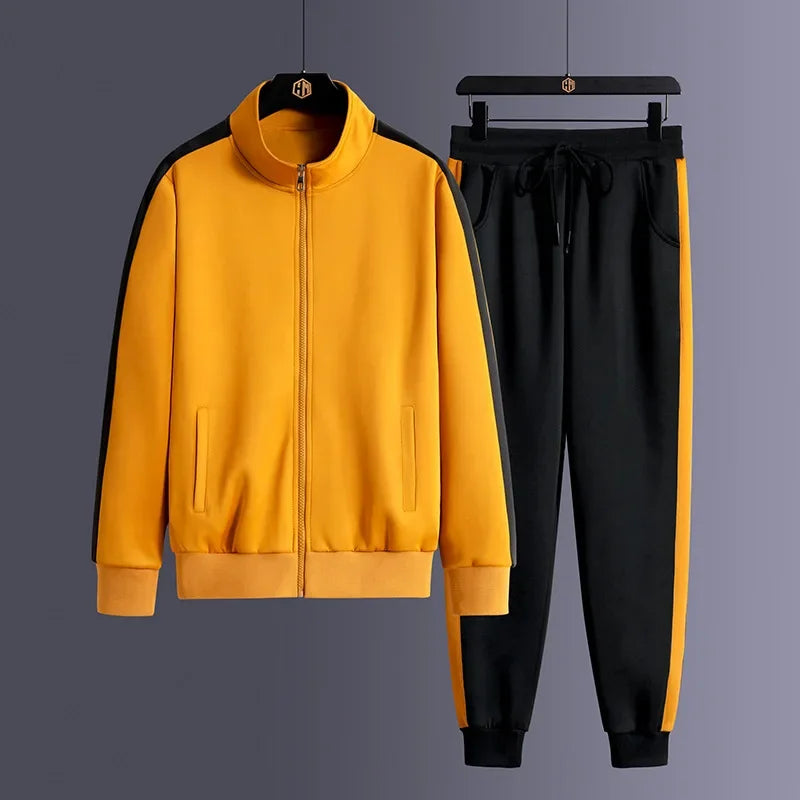 Full Zip Jacket and Tapered Jogger Tracksuit Set for Men | Training and Casual Wear
