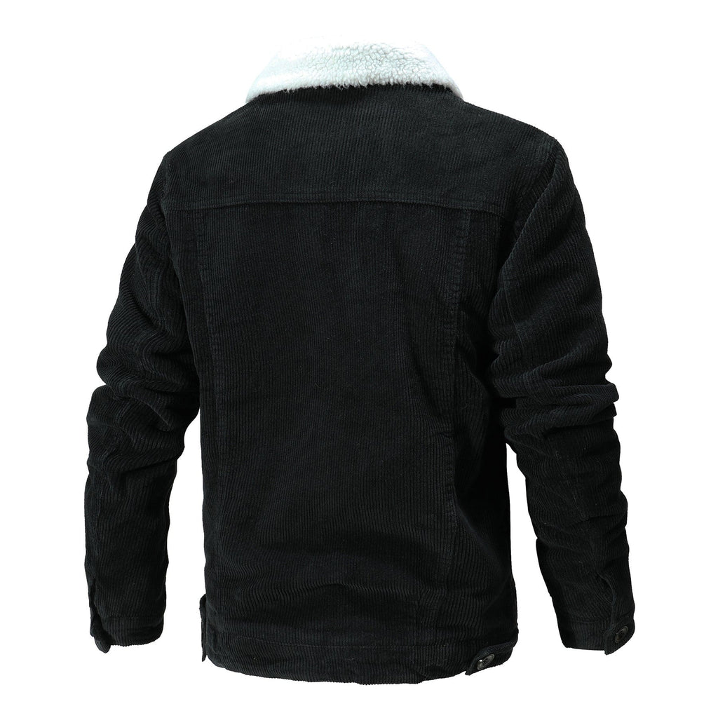 Sherpa Lined Button Front Cotton Bomber Jacket for Men | Winter Outerwear